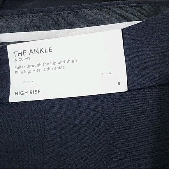 Ann Taylor THE ANKLE High Rise Cuffed Pant Slim Leg Navy Sz. 8 Career Preppy New - Picture 3 of 9